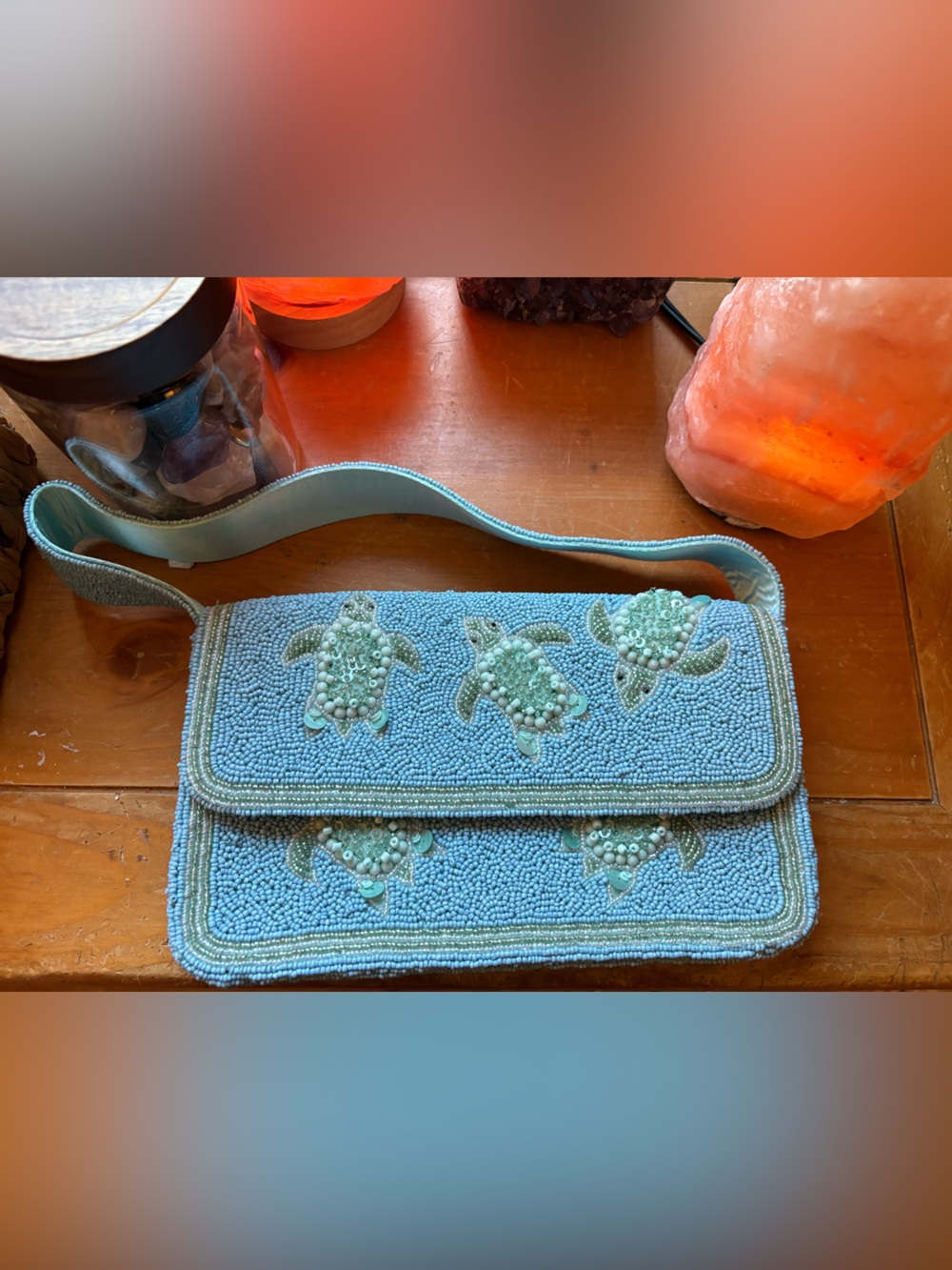 Beaded Turtle Purse Handbag Excellent Condition